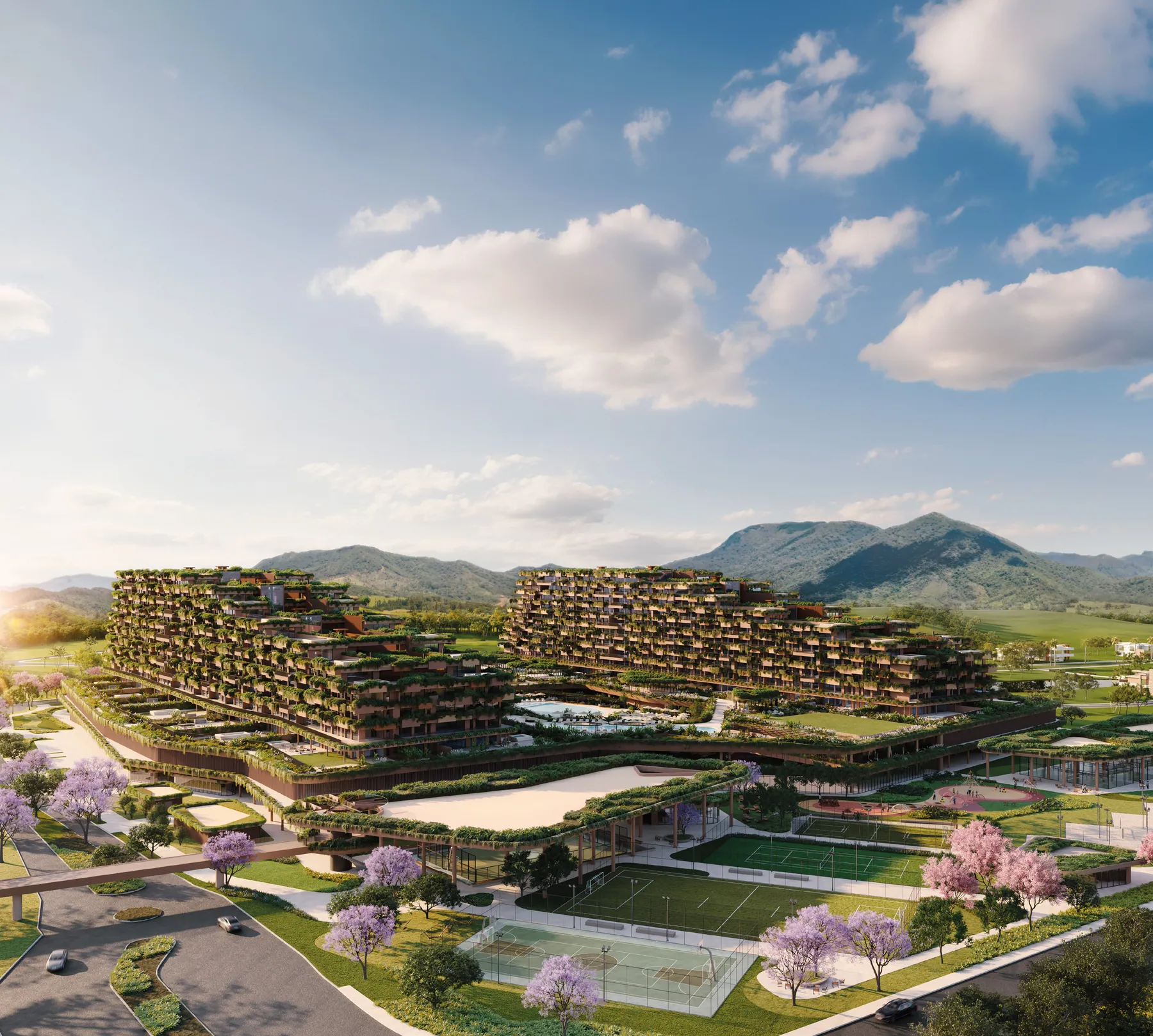 Conjunto arquitetônico do Terra All Resort implantado no relevo